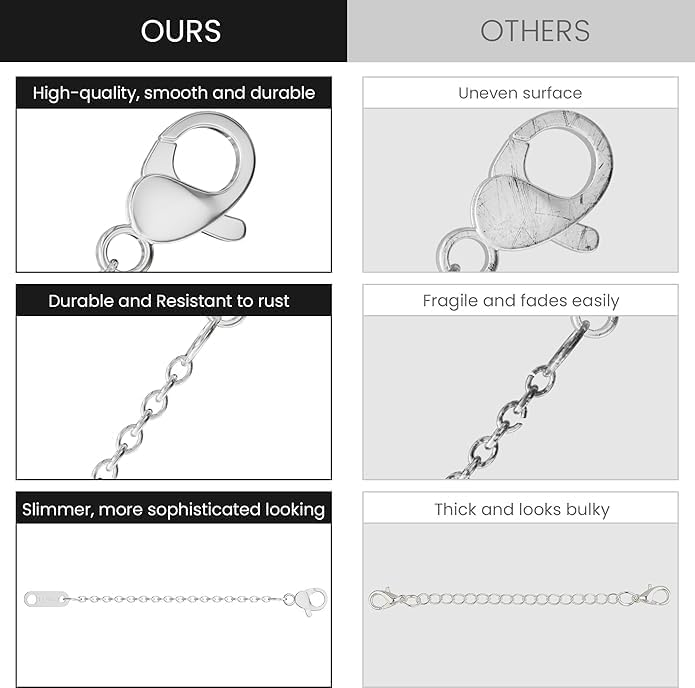 Bonison 3 Pcs Necklace Extender Set, Stainless Steel Silver Chain Extenders 2 4 6 Inch, Adjustable Necklace Bracelet Anklet Extension for Women, Jewelry Making Supplies - Image 4